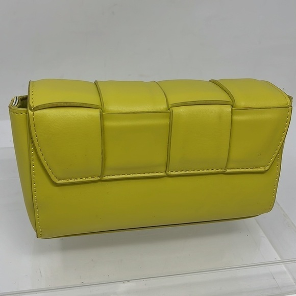 Lime Green Leatherette Braided Box Clutch Bag Purse - Picture 3 of 7